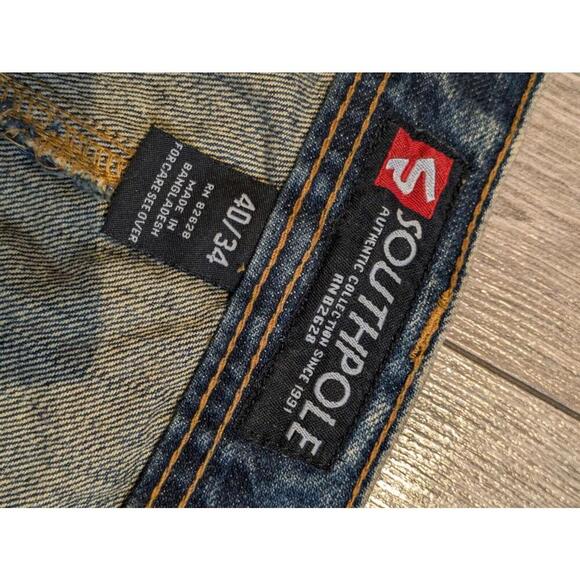 Y2K Vintage Southpole Ripped & Faded Marble Pattern Jeans 100% Cotton Size 40/34 - Picture 5 of 9